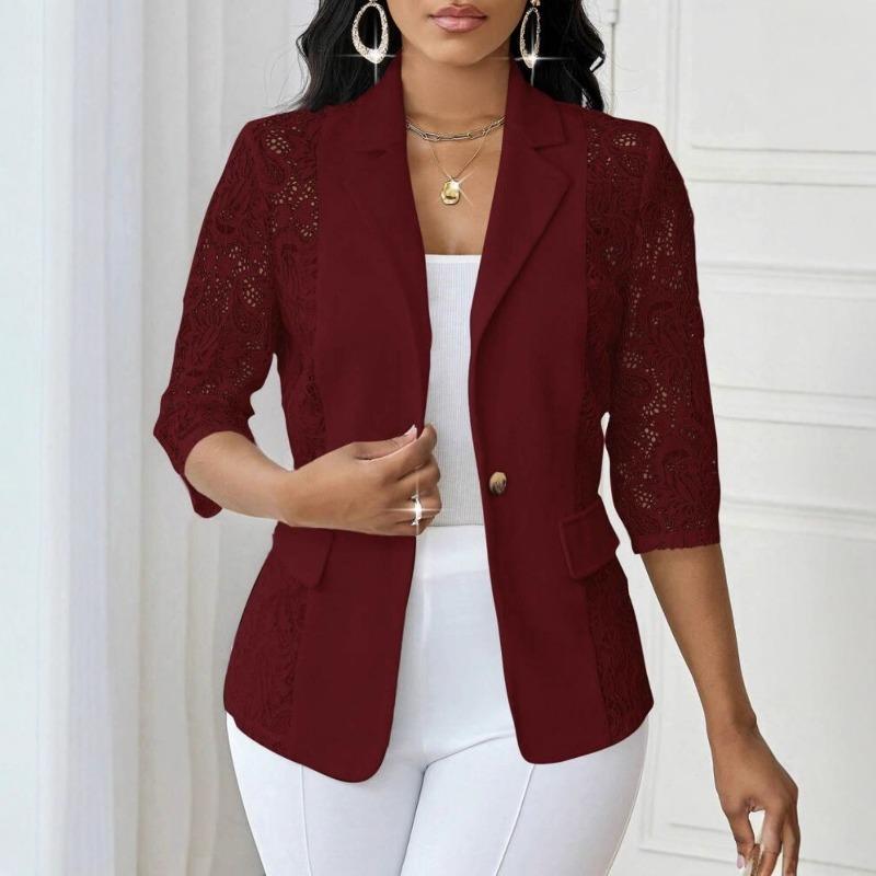 Neue Sexy Spitze Durchbrochene Dreiviertelarm Freizeitjacke für Damen