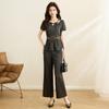 Elegant Ice Silk Wide-Leg Two-Piece Set