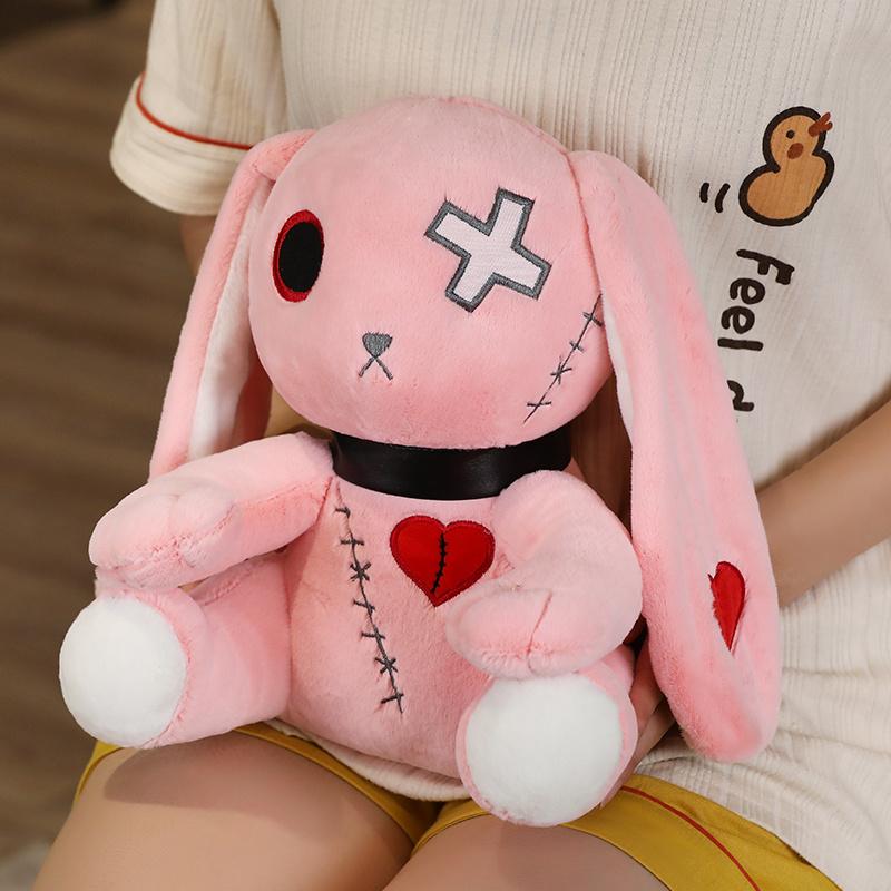 New Dark Series Rabbit Plush Toy Stuffed  Zombie Bunny Doll Gothic Rock Style Halloween Decor Creative Gift for Kids Friends