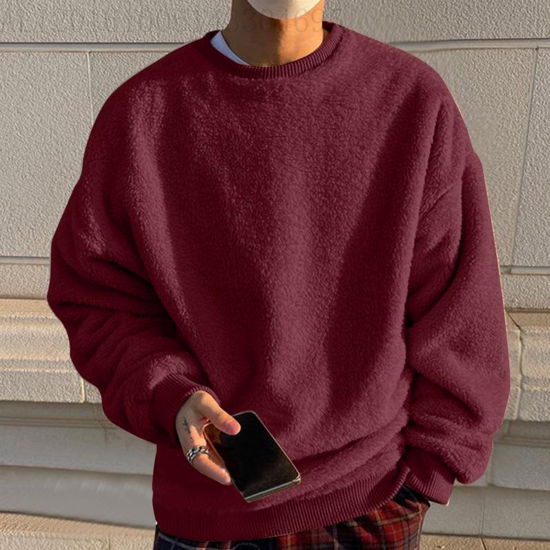Men's Double-Sided Fleece Hoodie with Pocket and Long Sleeves