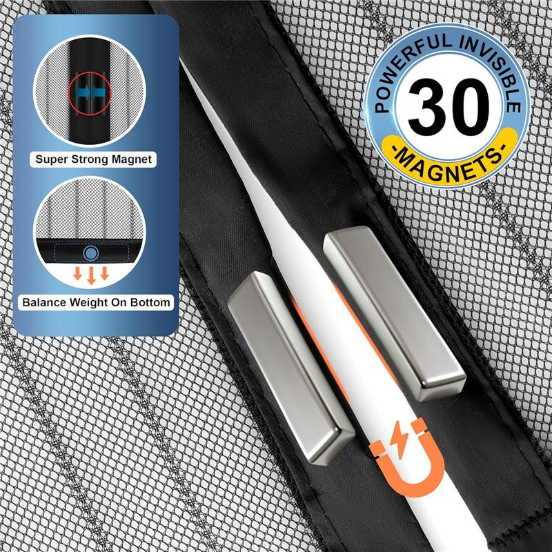 2026 Vylepšená síťovina dveří s magnetem Moskytiéra Magnetická Udržuje hmyz venku Rám Suchý zip, Volné ruce, Vhodné pro domácí mazlíčky a děti