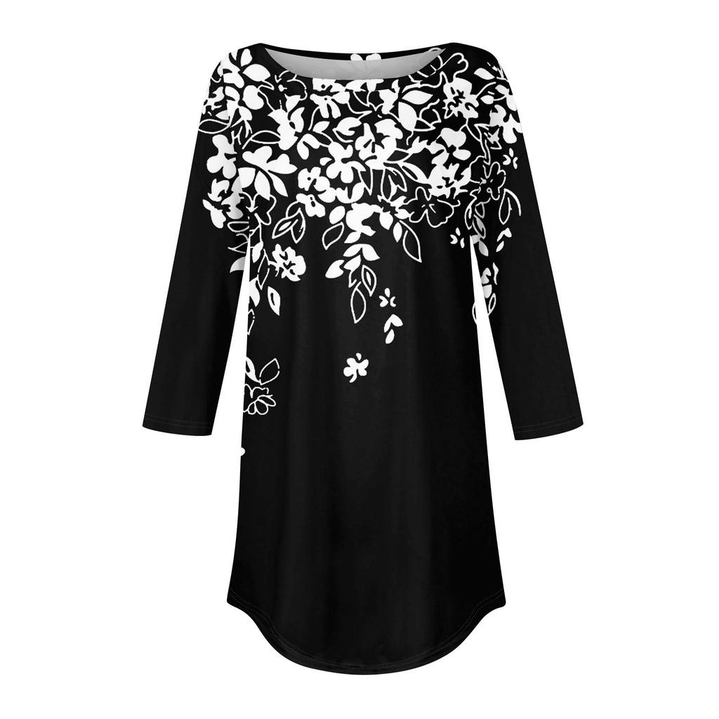 Damen-T-Shirts, 3/4-Ärmel, einfarbig, Pullover, Sommer, Frühling, Tops, Blusen