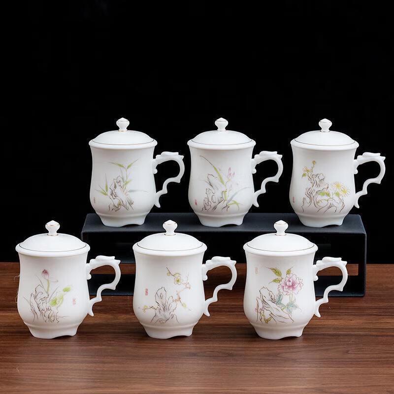 Chaxun Mutton-fat Jade Ceramic Tea Infuser Office Mug