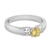Lemon Quartz Elegant Three Stone Ring - 925 Sterling Silver
