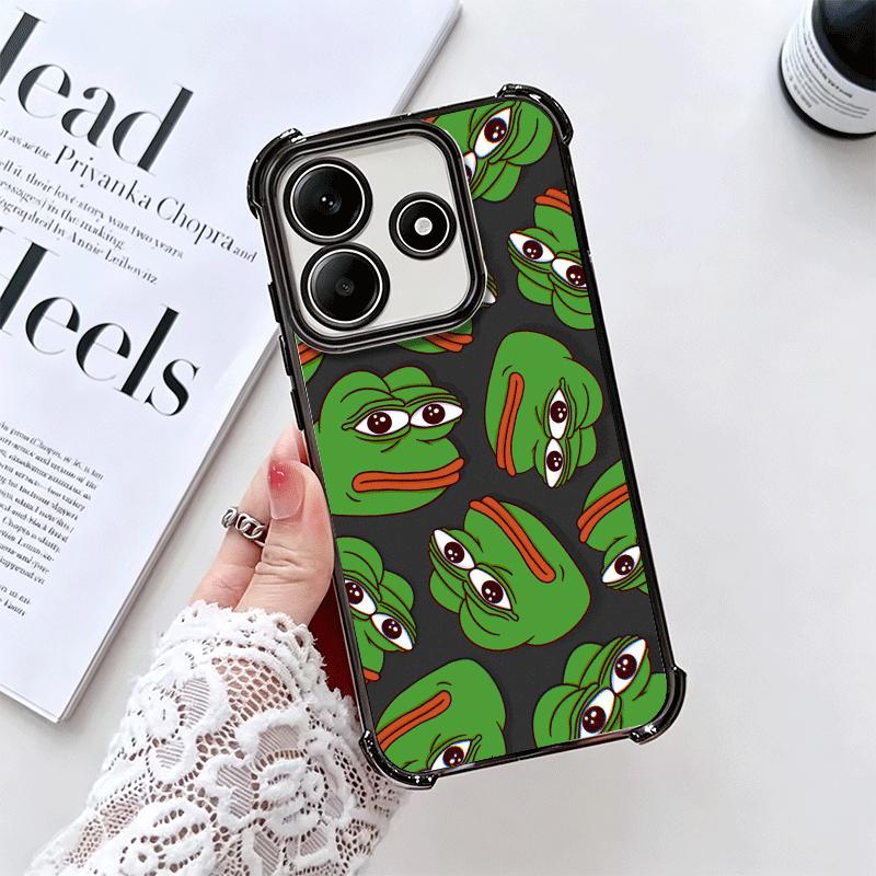 Funny Sad Forg P-Pepe Meme Plating Phone Case For Xiaomi Redmi Note 14 15 Pro Plus 13 12 11 11S 11T 10 9S 9 5G Anti-Fall Airabag