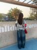 Women's Japanese Stripe Color Block High Collar Long Sleeve T-Shirt - Lazy Style, Light Blue (TX381)