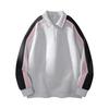 Men S Casual Striped Contrast Color Turn Down Collar Long Sleeve Polo Sweatshirt Loose Fit
