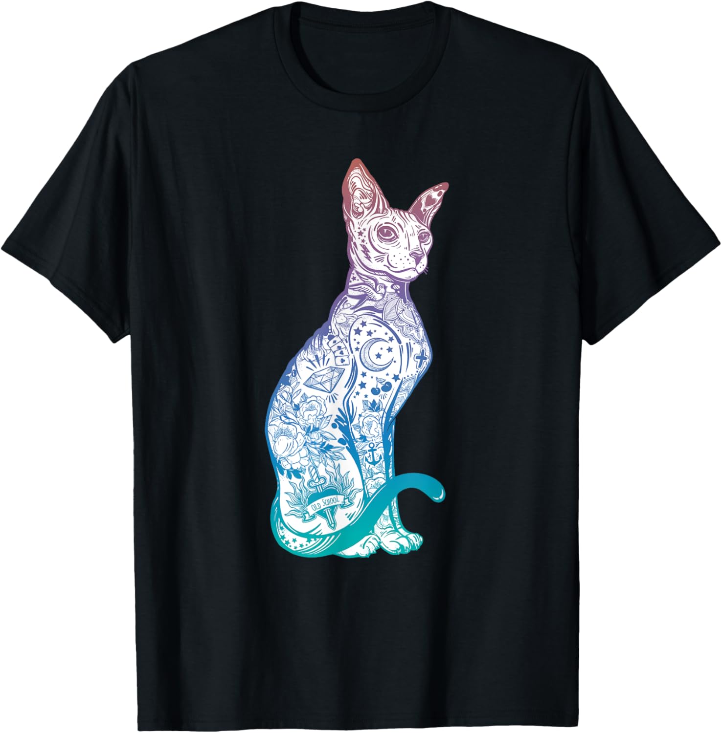 

Stay Weird Pet Lover Tee Pastel Goth Sphynx Cat Tattoo Kitten Unisex TShirt Polyester Women Clothes Personality Casual Tee 4XL