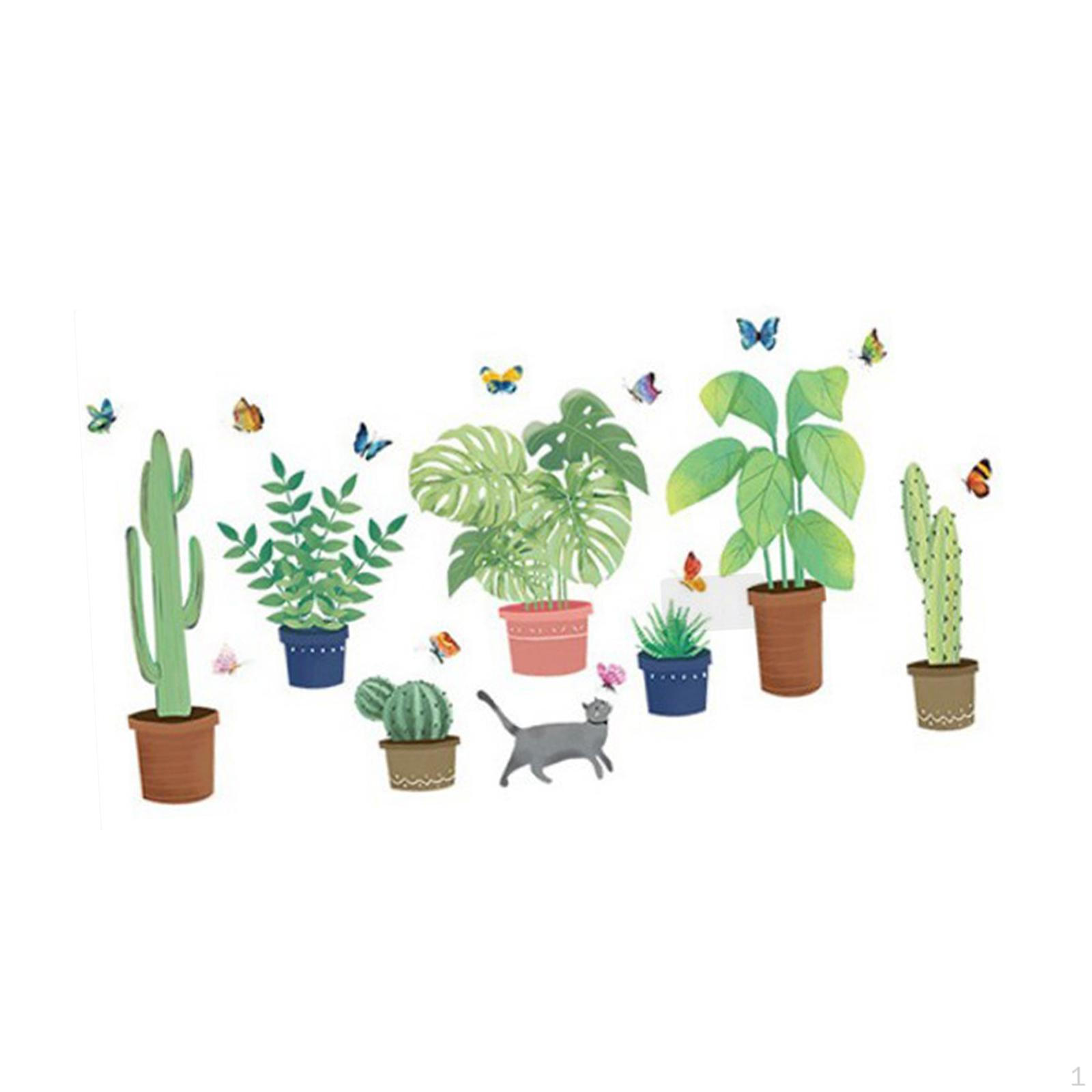 

Декоративная наклейка на стену с синим цветочным мотивом для спальни и кухни Potted Plants