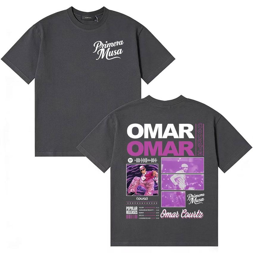 2026 Rapper Omar Courtz Primera Musa Gothic Unisexs Womens Double Sided T Shirts Oversized Cotton Vintage Pop Short Sleeve Tshirt