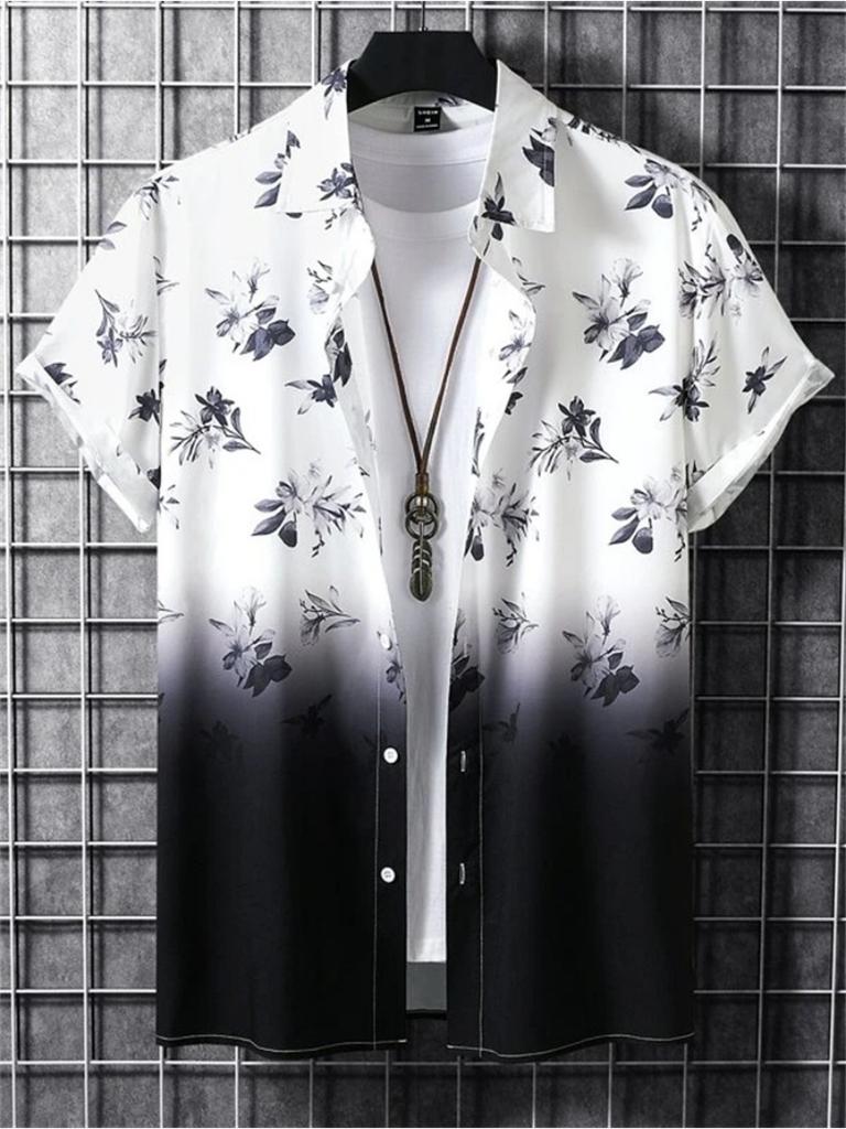 Stile Pianta Hawaiana Stampa 3D Camicie da Uomo Estate Festa in Spiaggia Manica Corta Uomo Top Traspirante da Esterno Moda Abbigliamento da Strada
