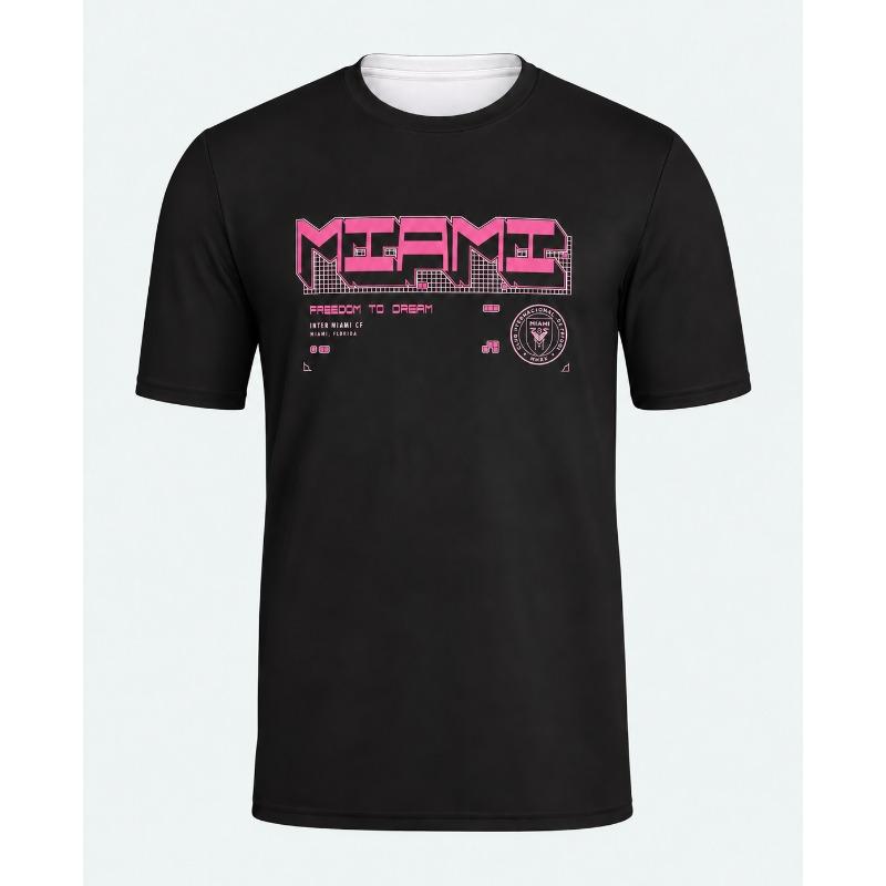 Inter Miami CF 26-27 Home Soccer Jersey Pink Striped Men Short Sleeve Crew Neck Football Shirt Match Training