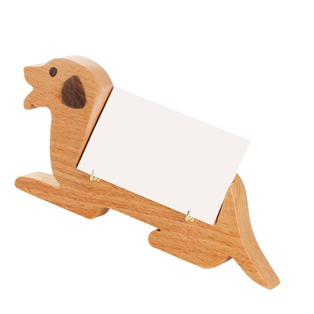 Wood Animal Shaped Business Card Holder Dog Shaped Name Card Stand For Office Desk And Reception Table Place Card
