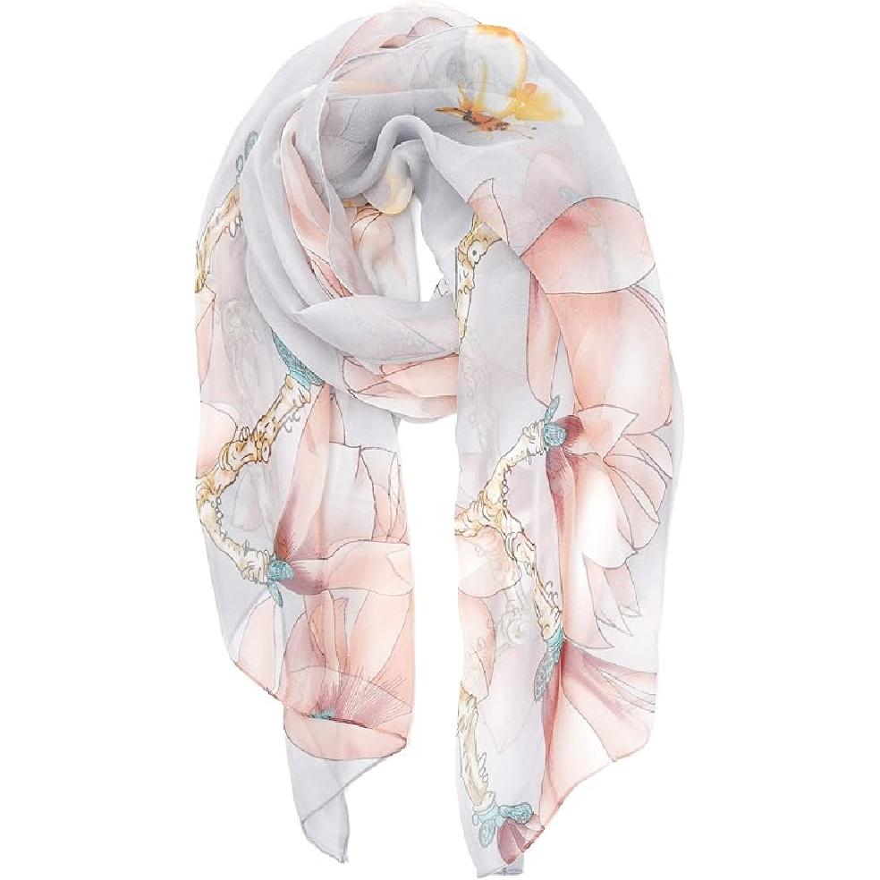 TWÓJ UŚMIECH Damski/Kobiecy Lekki Szal Szal z Mieszanki z Nadrukiem Kwiatowym/Jednokolorowy Na Sezon Wiosenno-Letni