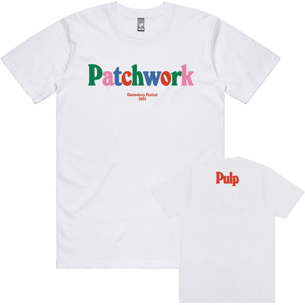 

Пэчворк Футболка Glastonbury Festival 2025 Экрю Футболки с принтом рок-группы Pulp Гранж Хип-хоп Унисекс Уличная одежда Хлопок Мужская футболка XS（old）