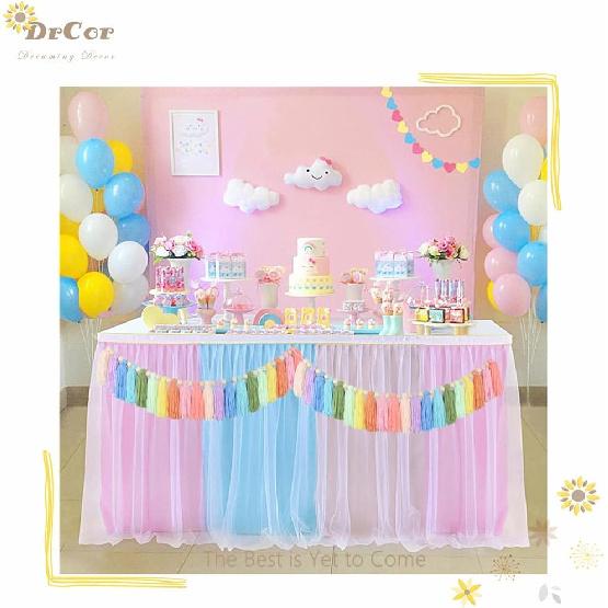 DrCor Pastel Rainbow Boho Tassel Garland – Handmade Colorful Yarn Banner for Nursery, Kids Bedroom, Baby Shower, Birthday Party Backdrop, Dorm,