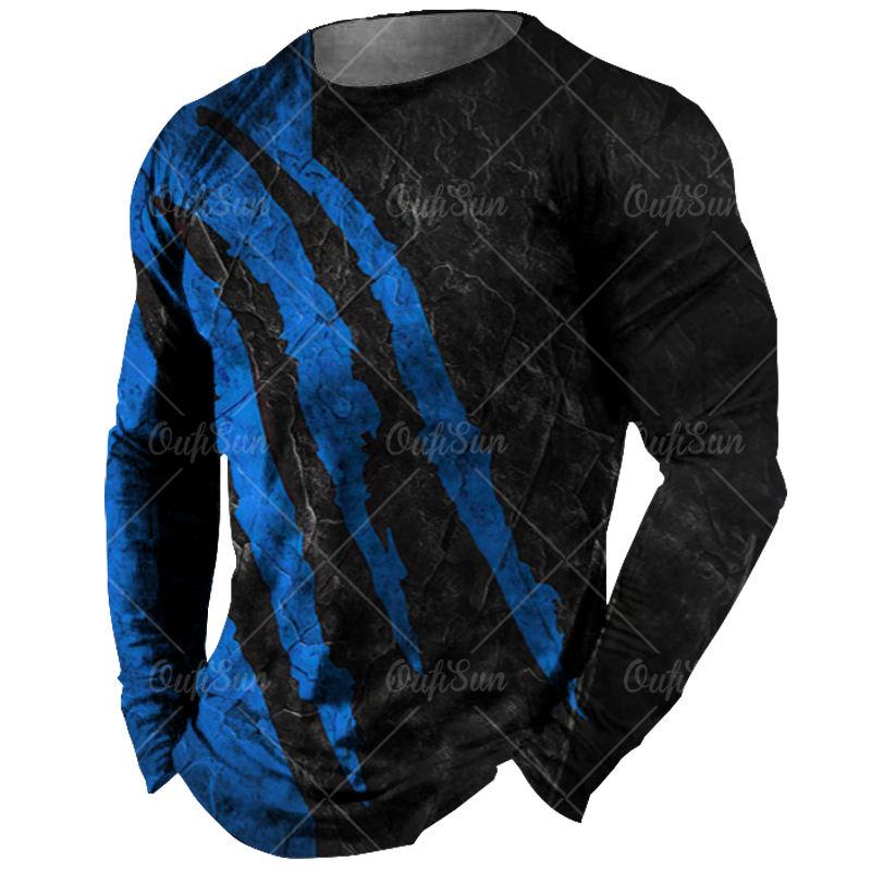Vintage Tees Long Sleeved Black T Shirt Men 3d Print Shirts Claw Graphics T-Shirts Red Men'S Clothing Tops Casual Streetwear