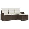Ensemble de 4 pièces de canapé de jardin avec coussins en rotin poly marron, Canapé de jardin 2 places avec rangement 3360379