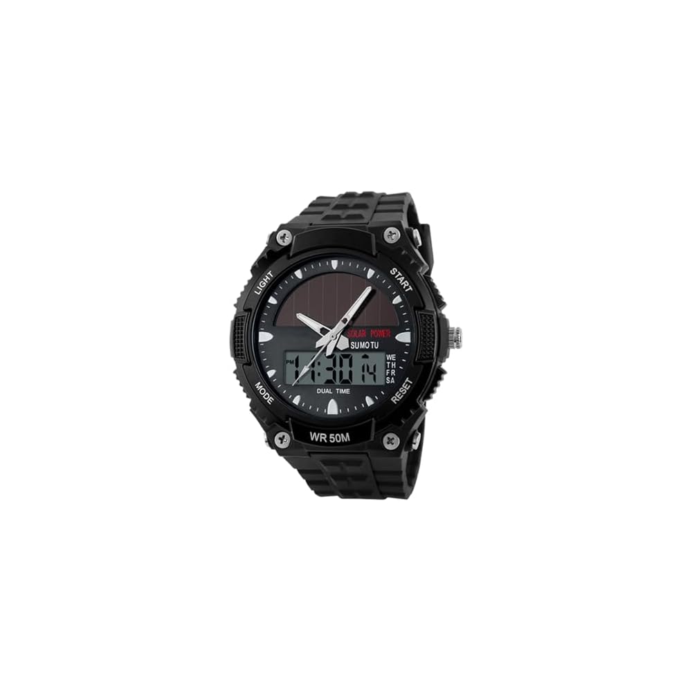 Men s Solar Digital Watch 50m Waterproof Multi-Function Date Display Luminous Sports Casual
