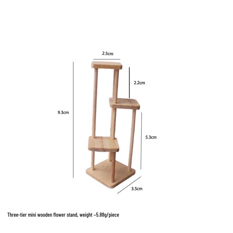 Compact Wooden Shelf & Potted Plant Set - Multi-Layer Display Stand for Home Décor