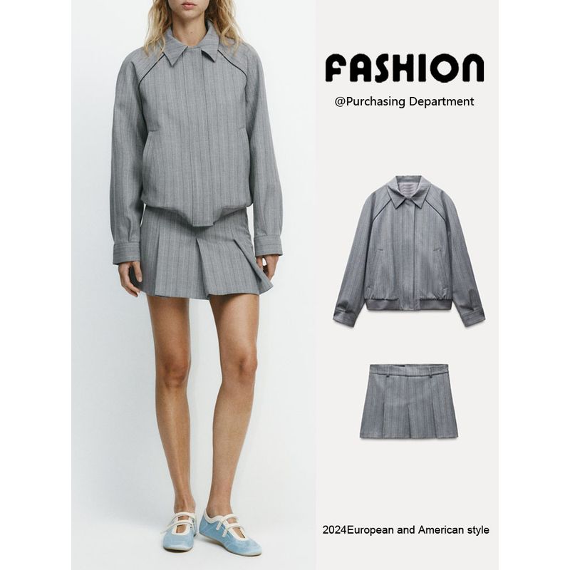 Za2025 Spring New Women's Clothing Long Sleeves Jacket Outwear 5247734 Mid Waist Mini Skirt 3152404