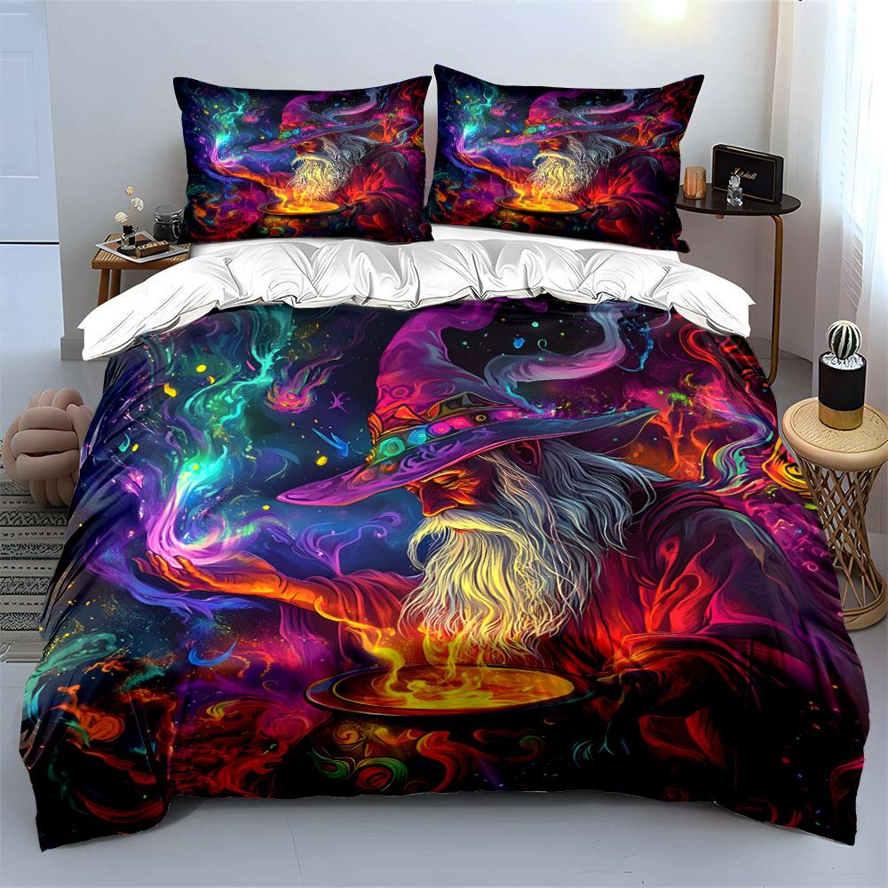 3D Mystical Wizard Art Printed bedding Set Multiple sizes kid's and adults' bedroom Exquisite 3PC bedding set gift