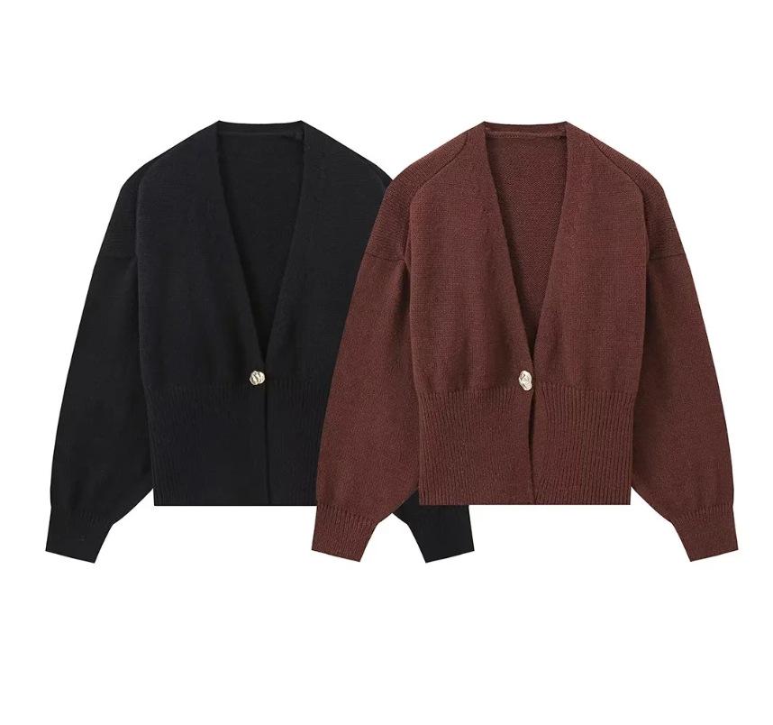 Europäischer & Amerikanischer Damen V-Ausschnitt Knopf Strick Cardigan Pullover - 2025 Mode Bestseller