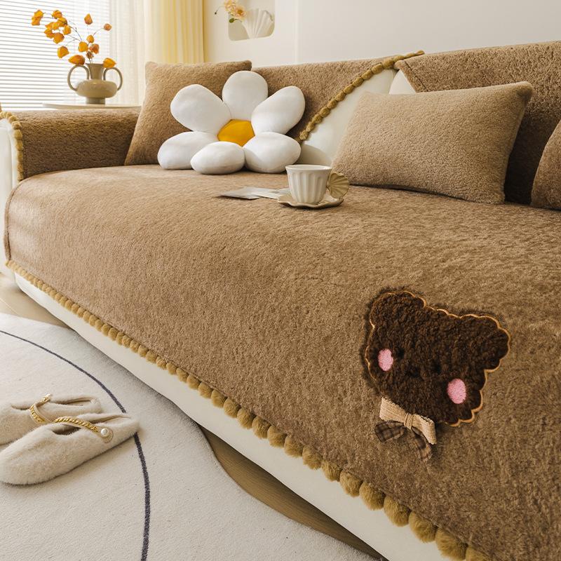 

Modern Minimalist Teddy Velvet Sofa Cushion With High-end Feel Autumn And Winter Cartoon Sofa Cover 2025 New Plush Cover Cloth 45x45cm pillowcase