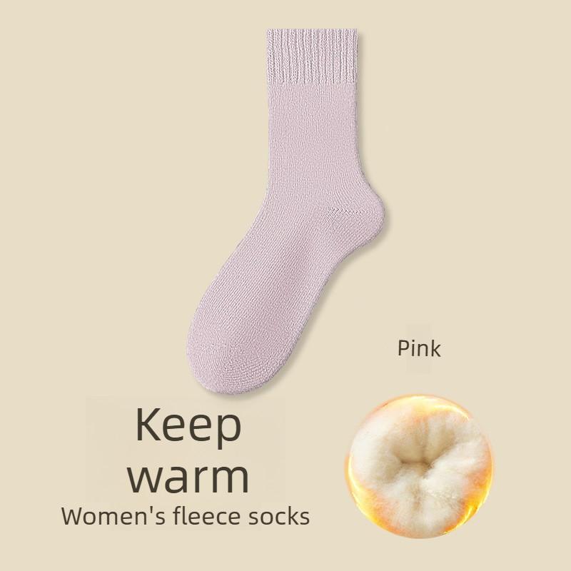Female Autumn and Winter Pure Color with Thick Warm and Cold Feet Wool Wool Wool Socks