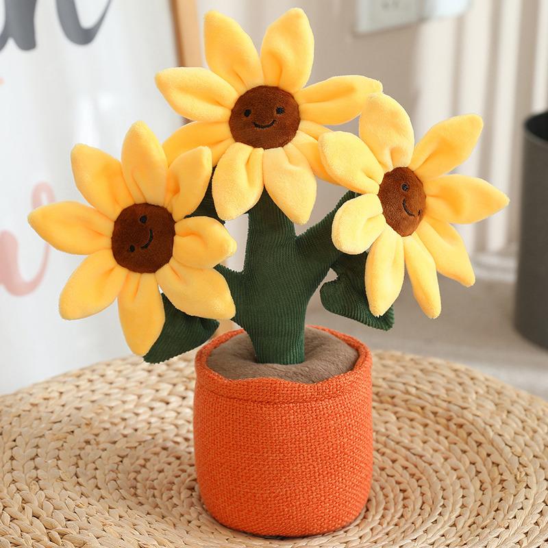 Niedliche, lächelnde Blumentopf-Plüschfiguren, süße Stoffblumen-Rosenpflanzen, Puppen, Schlafzimmer-Schreibtischdekoration, Sammlerstücke, Geschenke