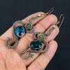 Blue Topaz Earrings, 999 Copper Wire Wrapped Gemstone Jewelry, Handmade Earrings, For Thanksgiving