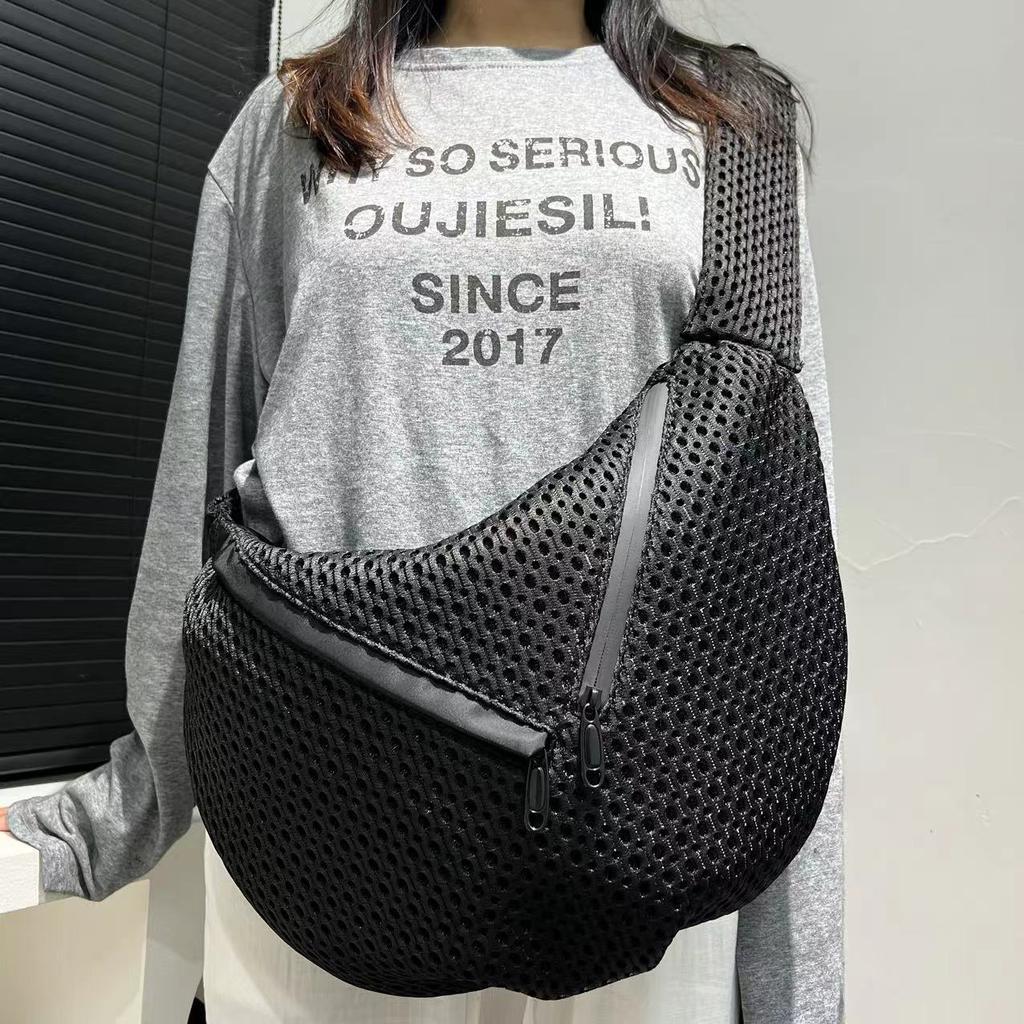 Women'S Simple Mesh Messenger Bag Large Capacity Casual Versatile Mesh Lightweight Large Bag