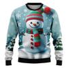 Unisex Christmas Sweatshirt With 3D Snowman Santa Print Hooded Long Sleeve Cotton Pullover Holiday Casual Wear