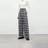 Women's High-Waist Plaid Straight-Leg Trousers