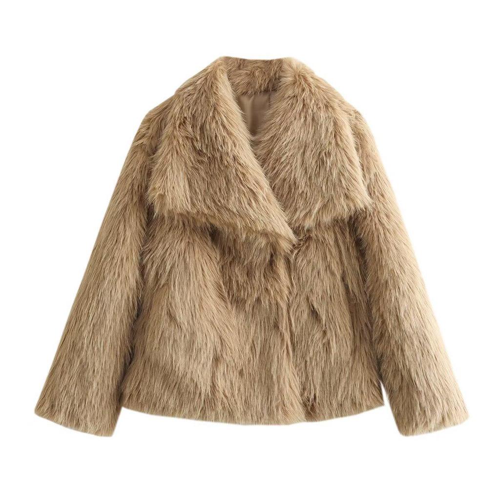 2024 Winter Celebrity Style Women's Loose Faux Fur Lapel Coat