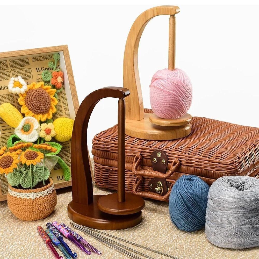 Rotatable Yarn Holder Wooden Yarn Ball Storage Rack Durable Yarn Spinner  Knitting Accessories