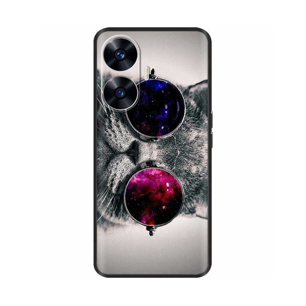 For Realme C55 Case C 55 4G Soft Silicone Back Cases For OPPO Realme C55 RealmeC55 Phone Back Cover 6.72" Black Bumper TPU Para