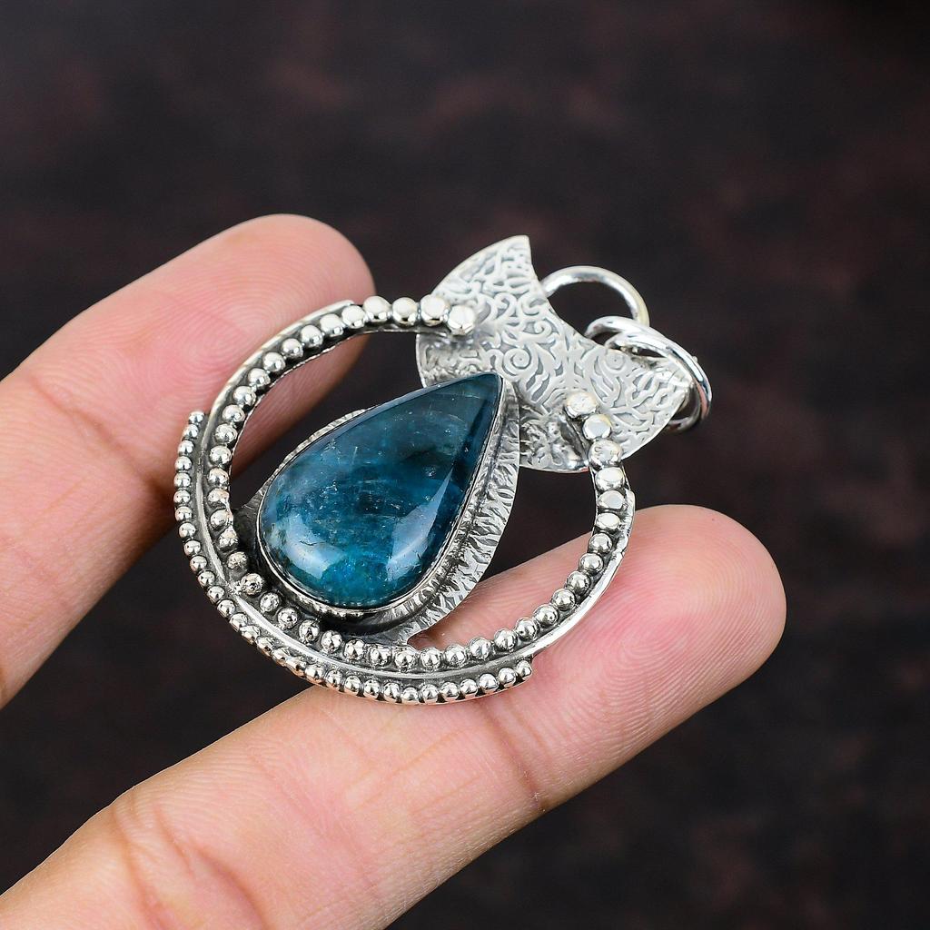 Neon Apatite Pendant Elegant Jewelry 925 Sterling Silver Pendant Unique Gemstone Jewelry Handmade Boho Pendant Gift For Girl Amazing Jewelry