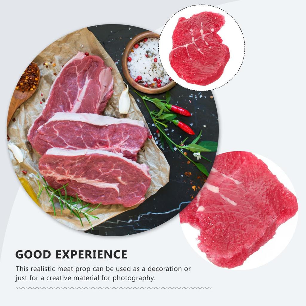 Angoily Sliced Beef Artificial Fake Beef Fresh Steak Lifelike Steak Simulation Meat Model Prop Realistic Food Ornament for Home Kitchen Party Display