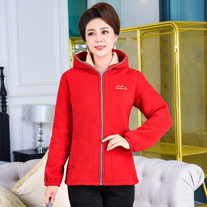 Middle-aged and Elderly Women s Autumn and Winter Polar Fleece Women s Hooded Jacket Plus Velvet Warm Fleece Sweater Loose Large Size XXXXXL чёрный 1847₽