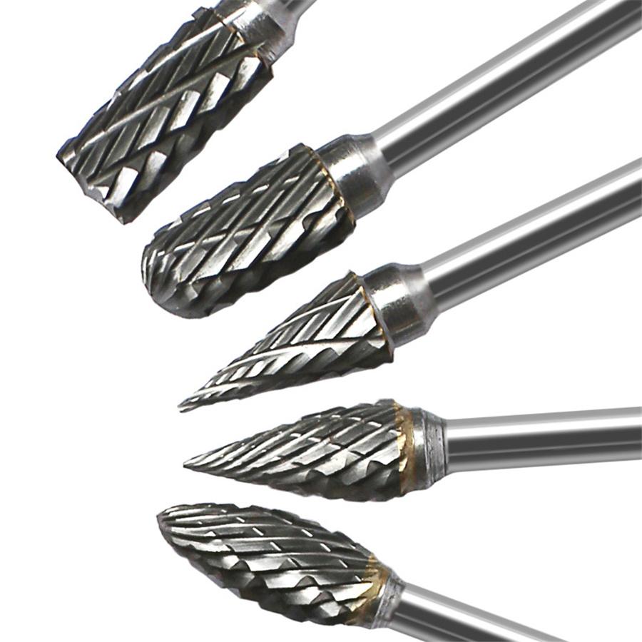 10Pcs 1/8" Shank Tungsten Steel Burr Rotary Drill Bits Tools Cutter Files Set