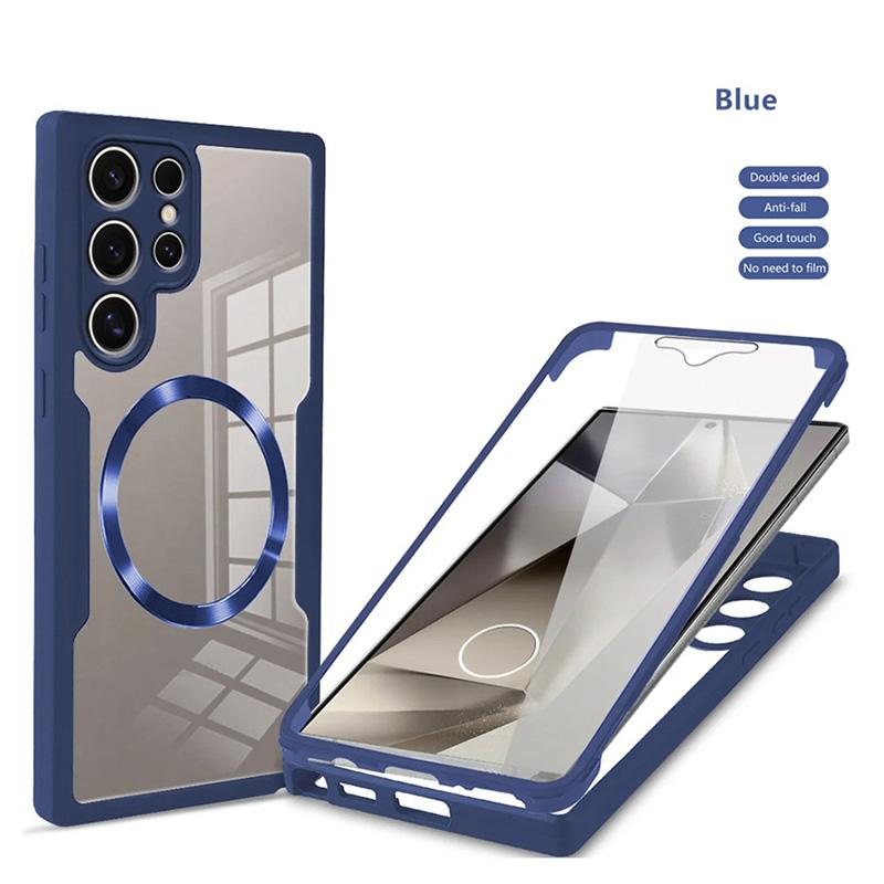 For Magsafe 360 Full Body Front Back Clear Phone Case For Samsung Galaxy S25 S24 S23 S22 Ultra Plus S21 FE Magnetic Cover
