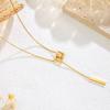 Korean geometric hollow titanium steel necklace does not fade, interlocking neck decoration women's simple pendant titanium steel collarbone chain