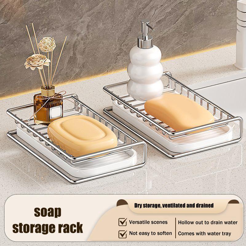 Robust Stainless Steel Soap Tray with Drainage Solution for Kitchen and Bathroom