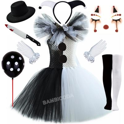 The Clown Costume Terrifier Art Girl Black White Fancy Tutu Dress Horror Joker Dress for Girls Halloween Carnival Party Costumes