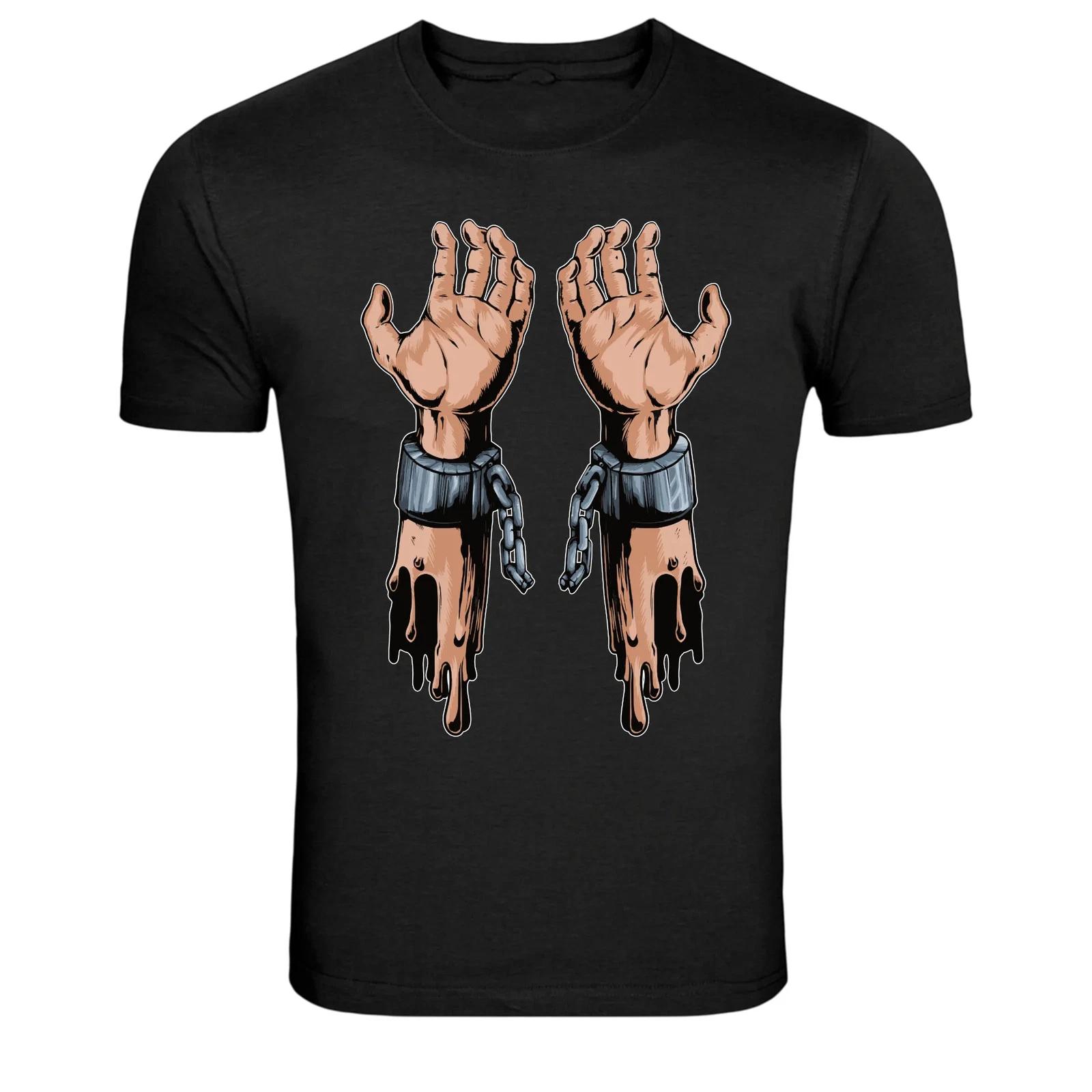 Broken Shackled Hands Freedom Graphic T-Shirt M