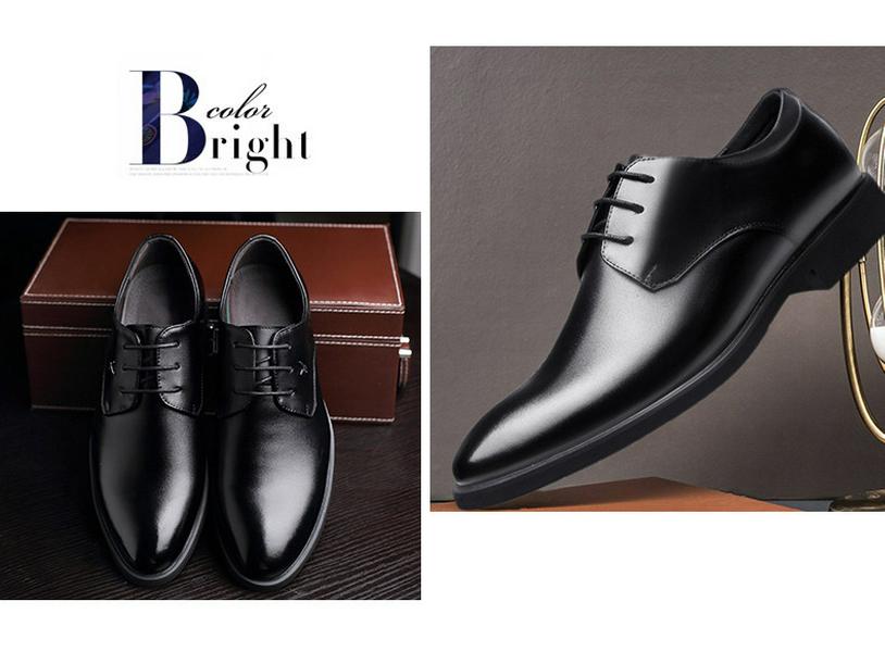 Pánské formální kožené boty pro podnikání - Měkká podrážka, Prodyšné, Neformální, Šněrovací, Černé, Britský Korejský styl