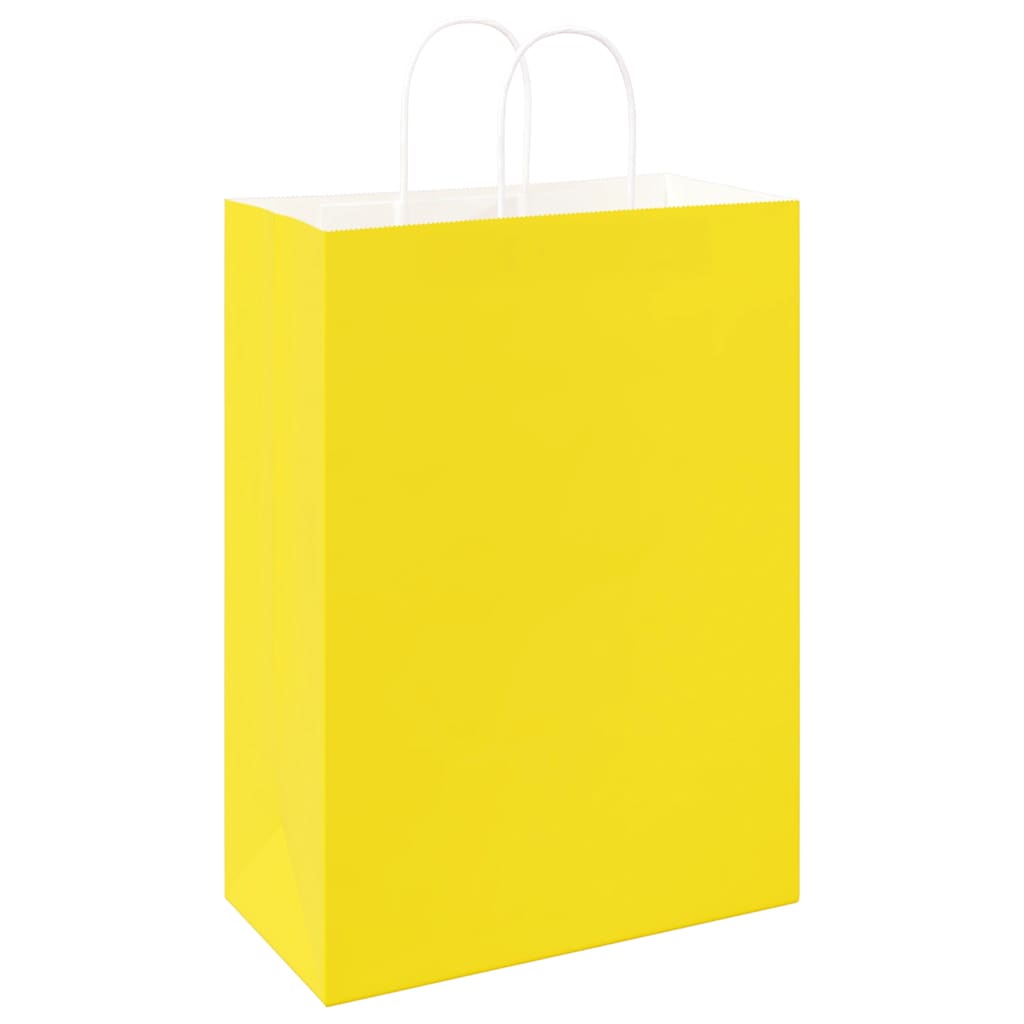 Paper Shopping Bags 50 pcs with Handles Yellow 32 x 17 x 44 cm