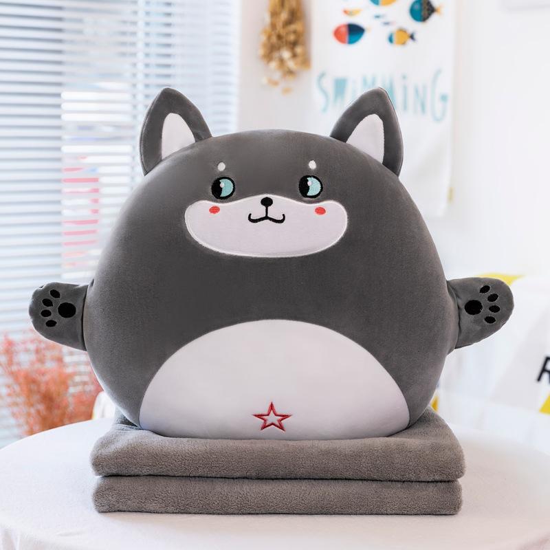 Kreative Tier-Klimaanlagendecke Überwurf Kissen mit Decke Puppe Plüschtier Mittagspausendecke Kinder- und Mädchengeschenk