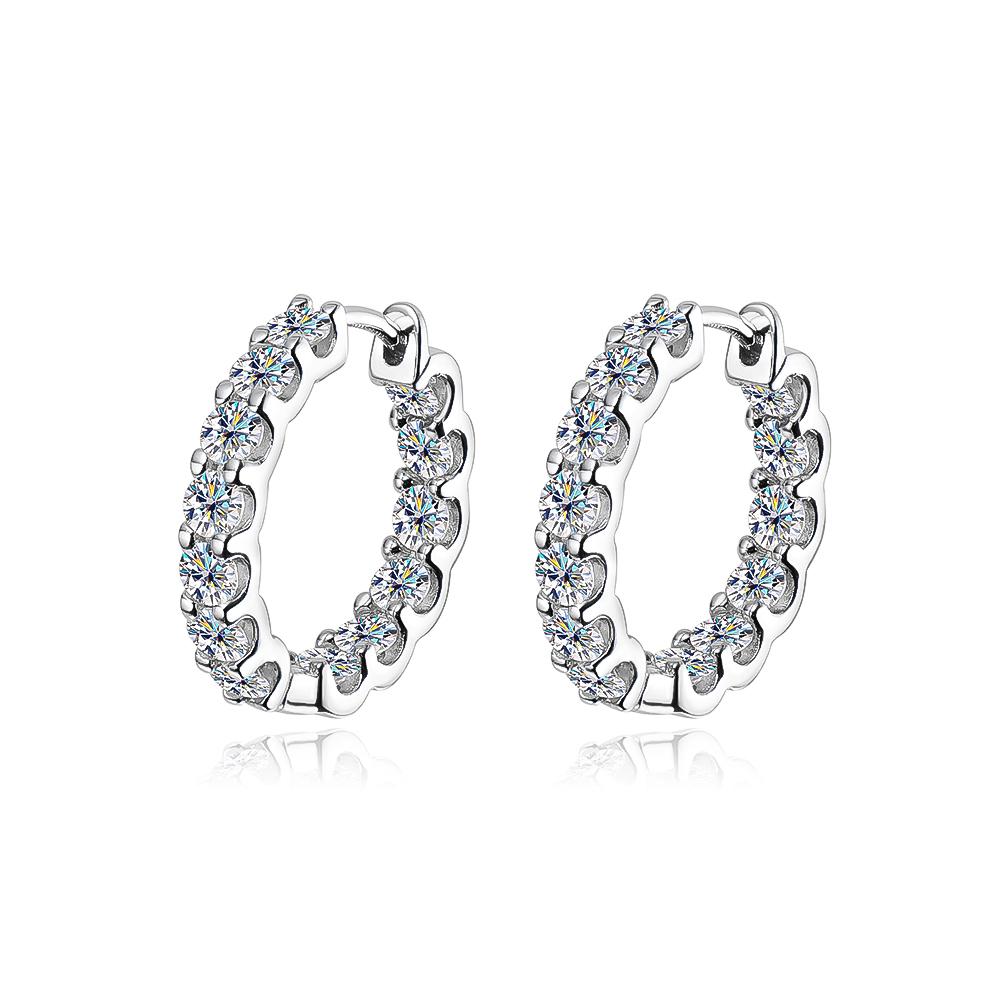 OEVAS 100% 925 Silver Real 2.6ct Moissanite Earring Hoops For Women Sparkling Wedding Party Luxury Fine Jewelry Gift